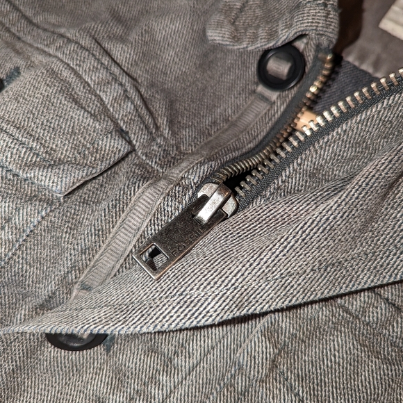 Mens Fossil Cotton Zip Button Up Military Utility Field Denim Jacket Grey Medium - Picture 7 of 10